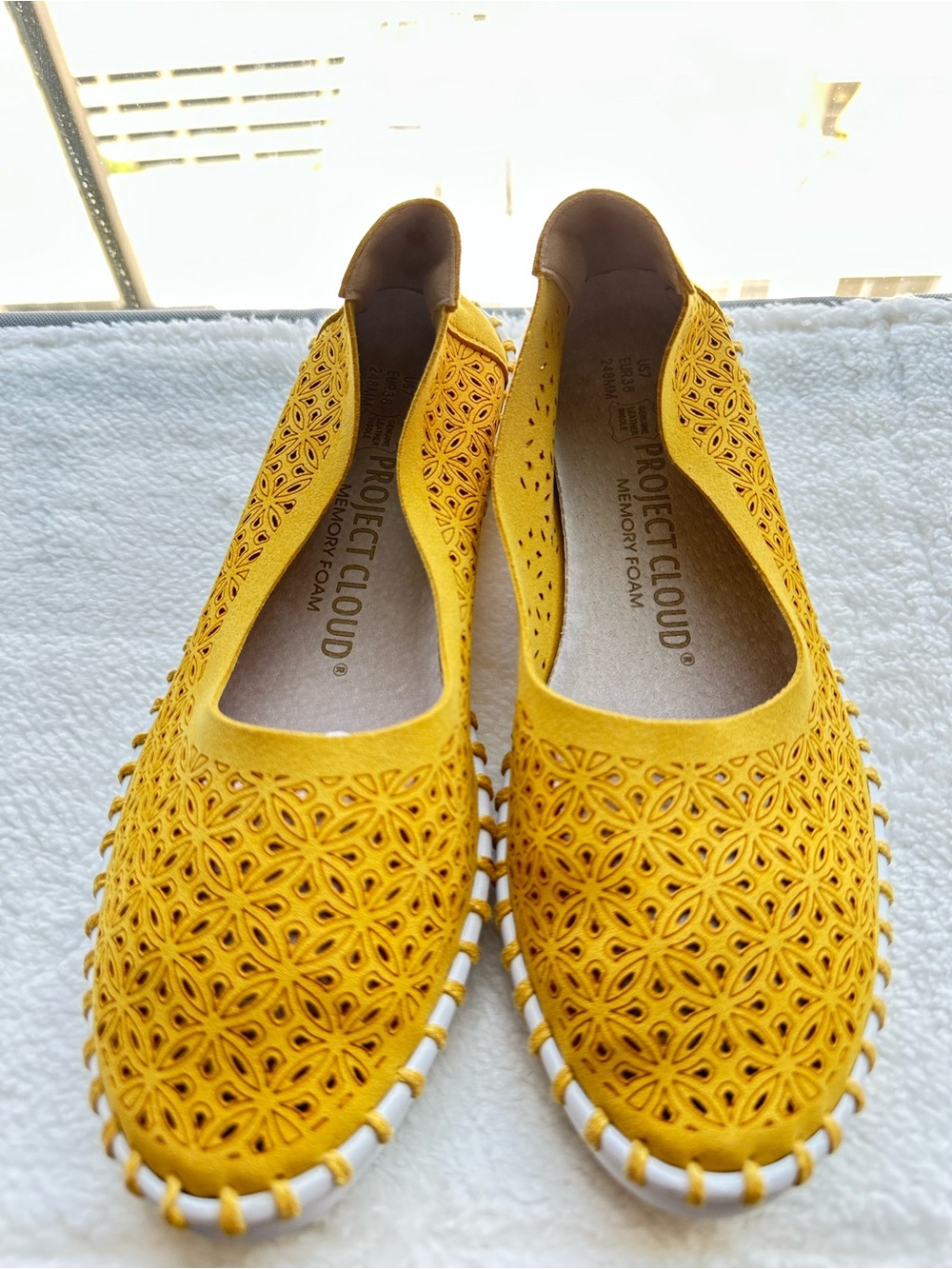 Project Cloud Women's Yellow Laser-Cut Slip-On Flats
